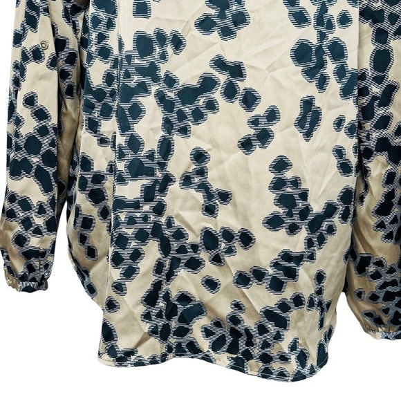 Dana Buchman Women’s Brown Geometric Pattern Long Sleeve Blouse Size L - Picture 3 of 6